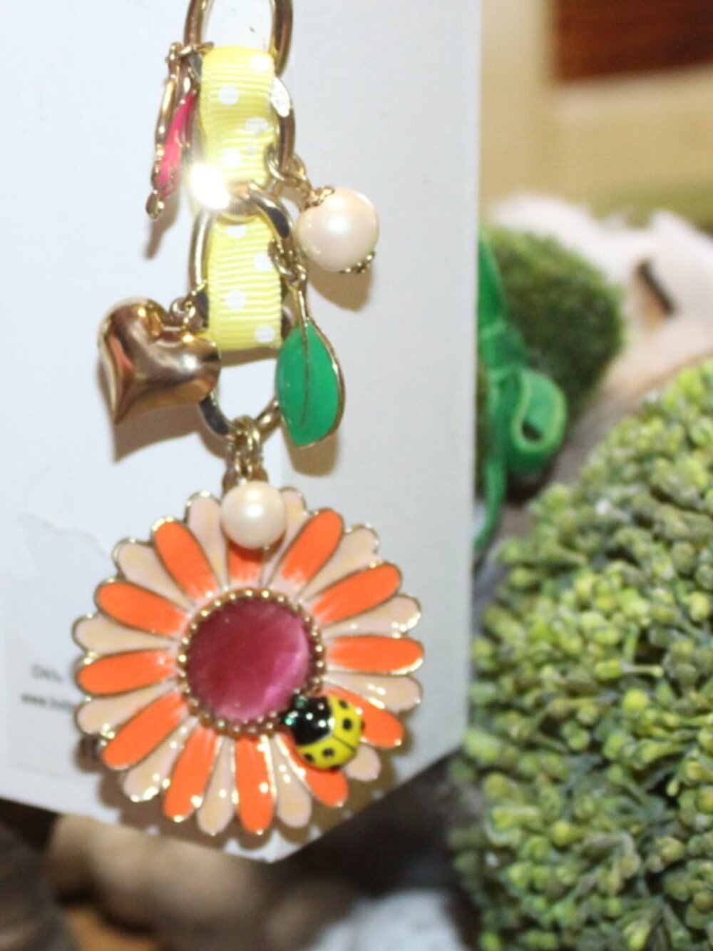 NWOT Betsey Johnson Floral ladybug bag charm/ key chain  FUN! - Picture 3 of 9